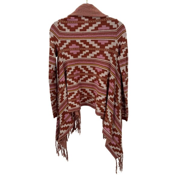 Billabong Womens Fringe Hem Open Cardigan Aztec Print S - Picture 4 of 6